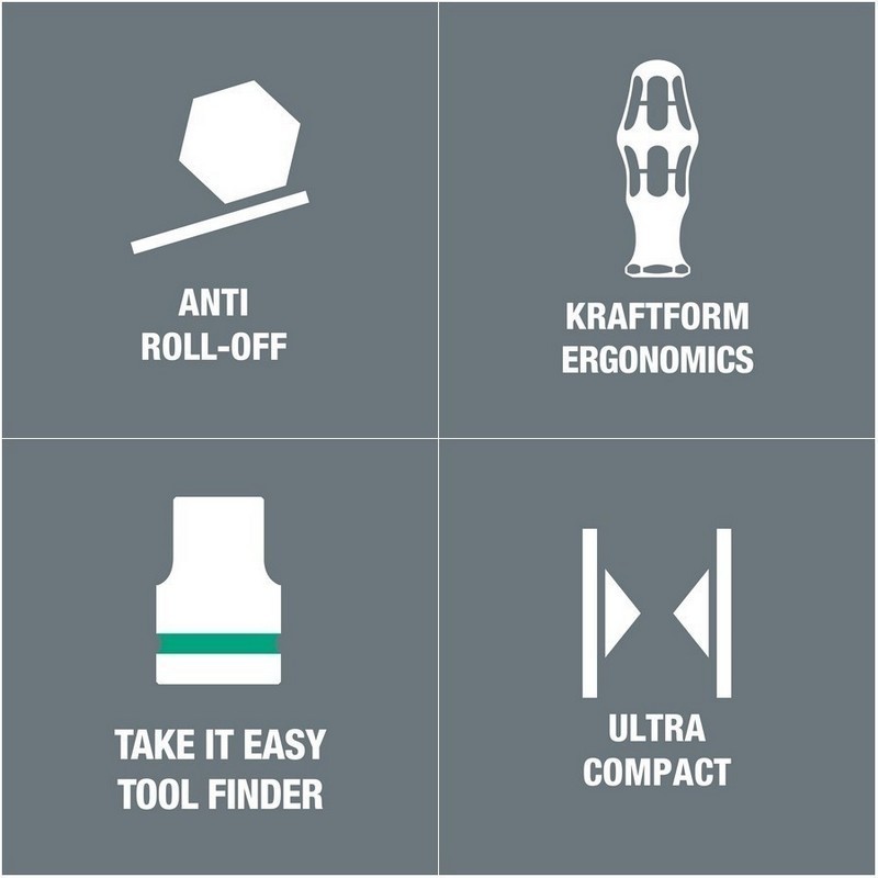 Wera 8006 SC1 Zyklop Hybrid Cırcır 1/2" Lokma Seti 05004090001