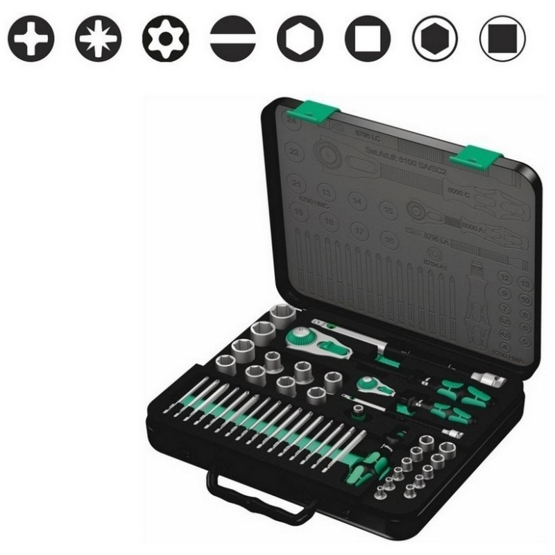 Wera 8100 SA SC2 Zyklop Cırcır Lokma Bits Seti 05160785001