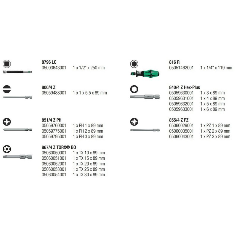 Wera 8100 SA SC2 Zyklop Cırcır Lokma Bits Seti 05160785001