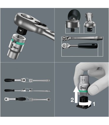 Wera 8100 SA12 HF Zyklop Metal Cırcır 1/4" Lokma Seti 05003756001