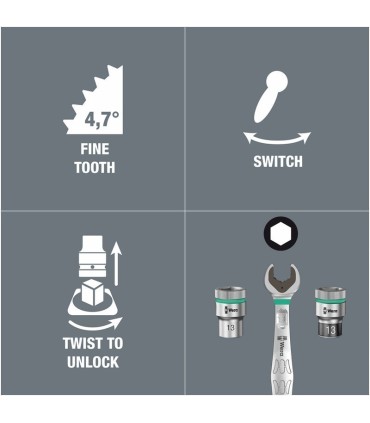 Wera 8100 SA8 Zyklop Metal Cırcır 1/4" Lokma Bits Seti 05004018001