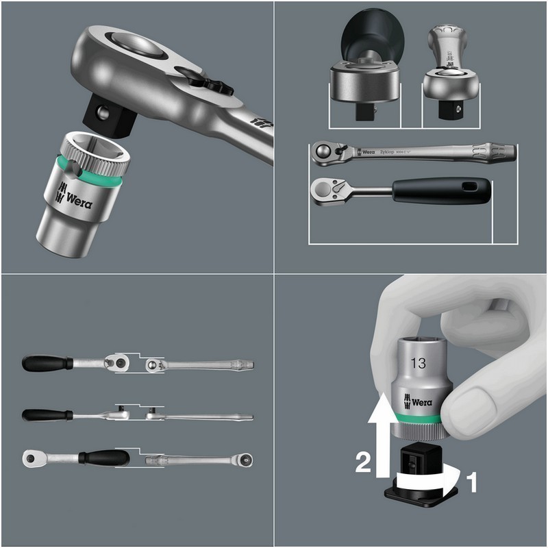 Wera 8100 SA8 Zyklop Metal Cırcır 1/4" Lokma Bits Seti 05004018001