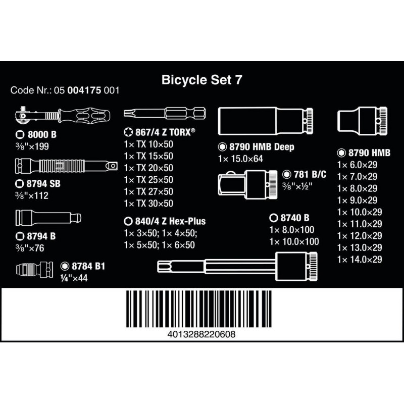 Wera 8100 SB2 Zyklop Speed 3/8" Cırcır Lokma Bits Seti 05004175001