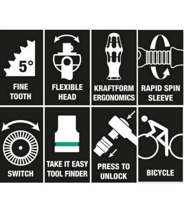 Wera 8100 SB2 Zyklop Speed 3/8" Cırcır Lokma Bits Seti 05004175001