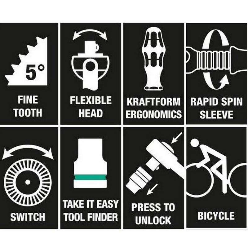 Wera 8100 SB2 Zyklop Speed 3/8" Cırcır Lokma Bits Seti 05004175001