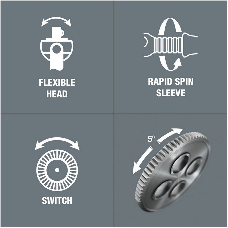 Wera 8100 SB2 Zyklop Speed Cırcır 3/8" Lokma Bits Seti 05003594001