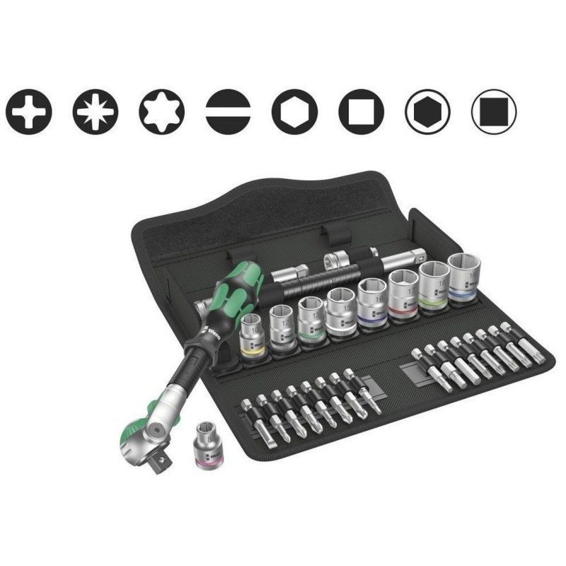 Wera 8100 SB6 Zyklop Speed Cırcır 3/8" Lokma Bits Seti 05004046001