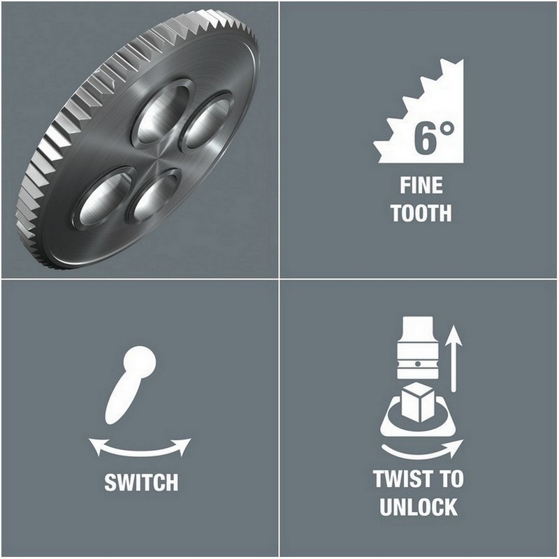 Wera 8100 SB6 Zyklop Speed Cırcır 3/8" Lokma Bits Seti 05004046001