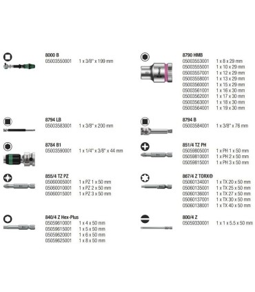 Wera 8100 SB6 Zyklop Speed Cırcır 3/8" Lokma Bits Seti 05004046001