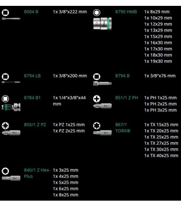 Wera 8100 SB8 Zyklop Cırcır 3/8" Lokma Bits Seti 05004048001