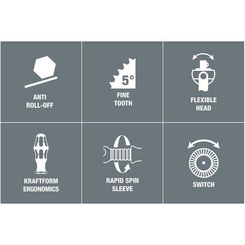 Wera 8100 SC2 Zyklop Speed Cırcır 1/2" Lokma Bits Seti 05003645001