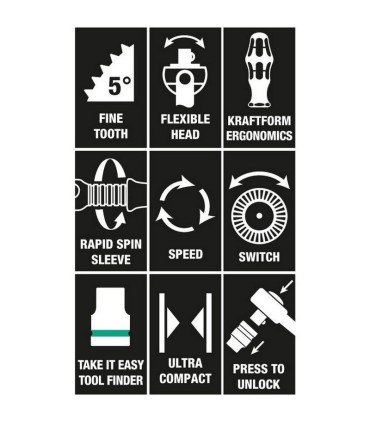 Wera 8100 SC6 Zyklop Speed Cırcır 1/2" Lokma Bits Seti 05004076001
