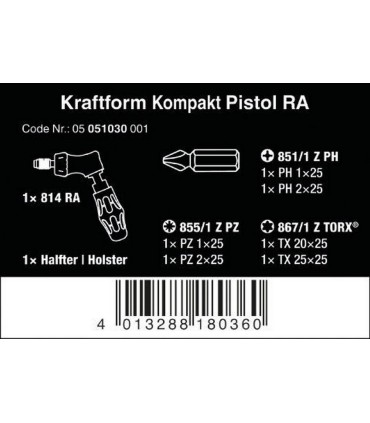 Wera 814 RA Pistol Cırcırlı Tornavida Bits Seti 05051030001