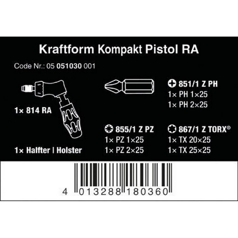 Wera 814 RA Pistol Cırcırlı Tornavida Bits Seti 05051030001
