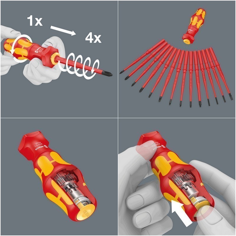 Wera 827 Ti Değişken Uçlu Yalıtımlı Turbo Tornavida Sapı 05057481001