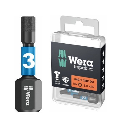 Wera 840/1 IMP DC HexPlus Bits Uç 25x3mm 10 Adet 05057603001