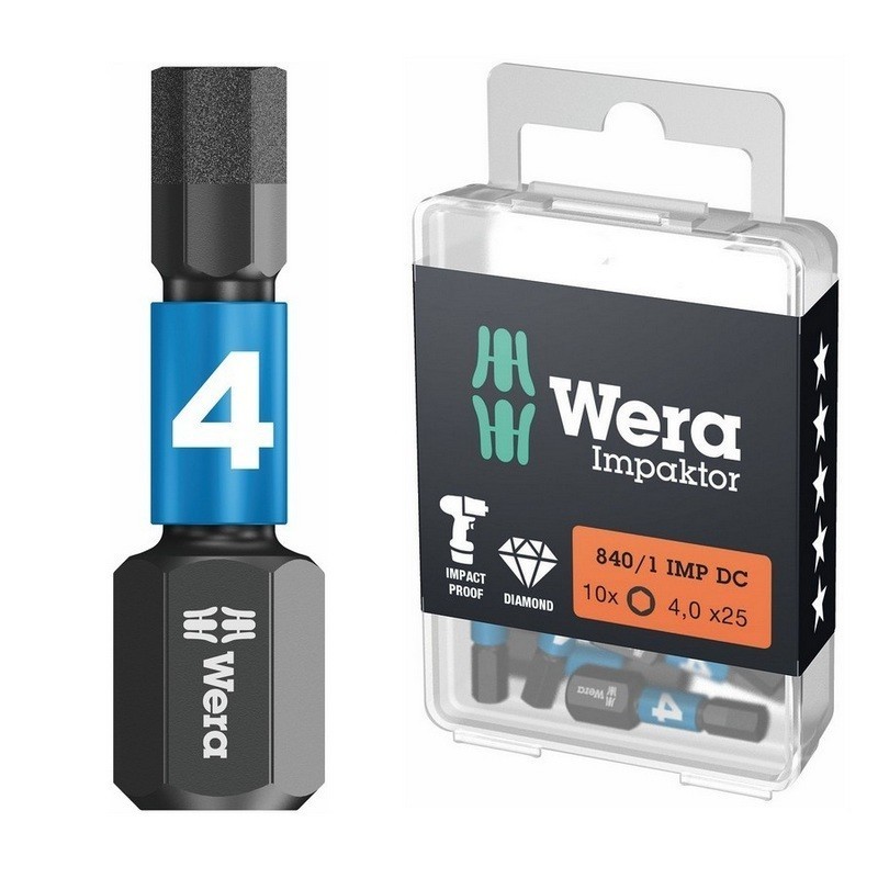 Wera 840/1 IMP DC HexPlus Bits Uç 25x4mm 10 Adet 05057604001
