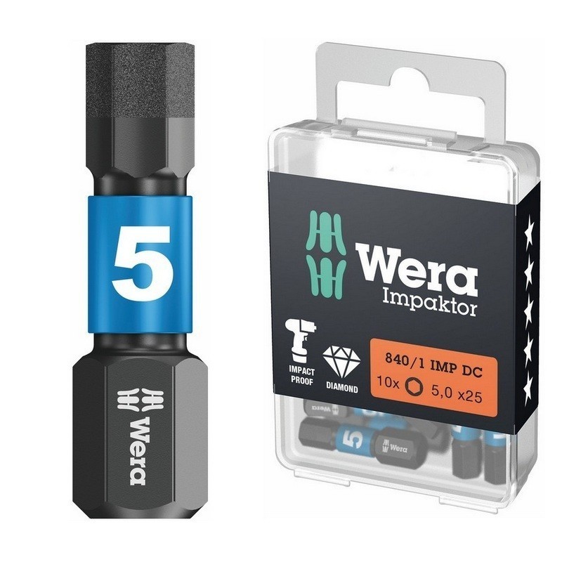 Wera 840/1 IMP DC HexPlus Bits Uç 25x5mm 10 Adet 05057605001