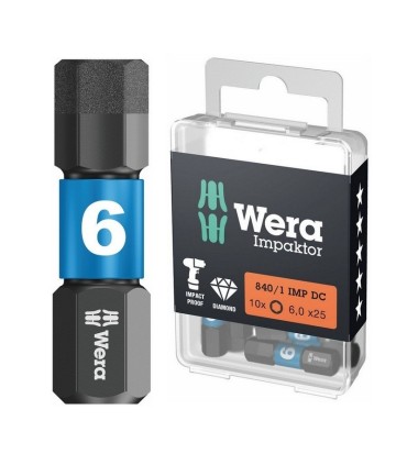 Wera 840/1 IMP DC HexPlus Bits Uç 25x6mm 10 Adet 05057606001