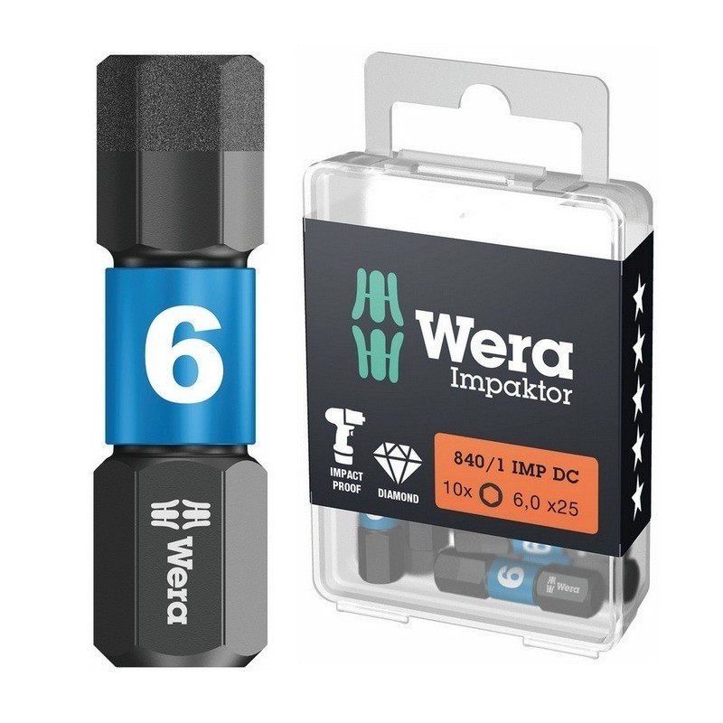 Wera 840/1 IMP DC HexPlus Bits Uç 25x6mm 10 Adet 05057606001