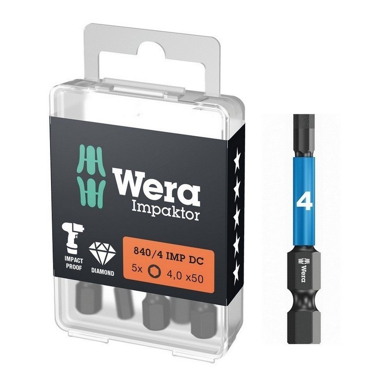 Wera 840/4 IMP DC HexPlus Bits Uç 50x4mm 5 Adet 05057644001