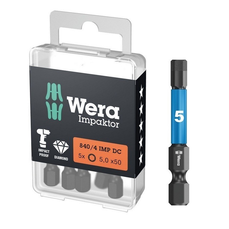 Wera 840/4 IMP DC HexPlus Bits Uç 50x5mm 5 Adet 05057645001
