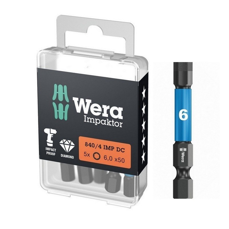 Wera 840/4 IMP DC HexPlus Bits Uç 50x6mm 5 Adet 05057646001
