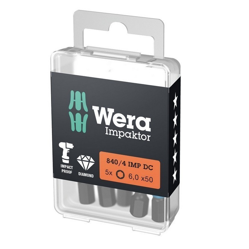 Wera 840/4 IMP DC HexPlus Bits Uç 50x6mm 5 Adet 05057646001