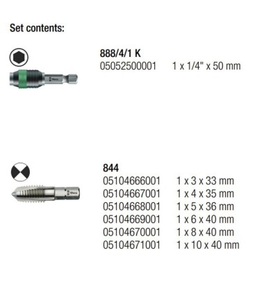 Wera 844/7 Klavuz Açıcı Matkap Uç Seti 05104654001