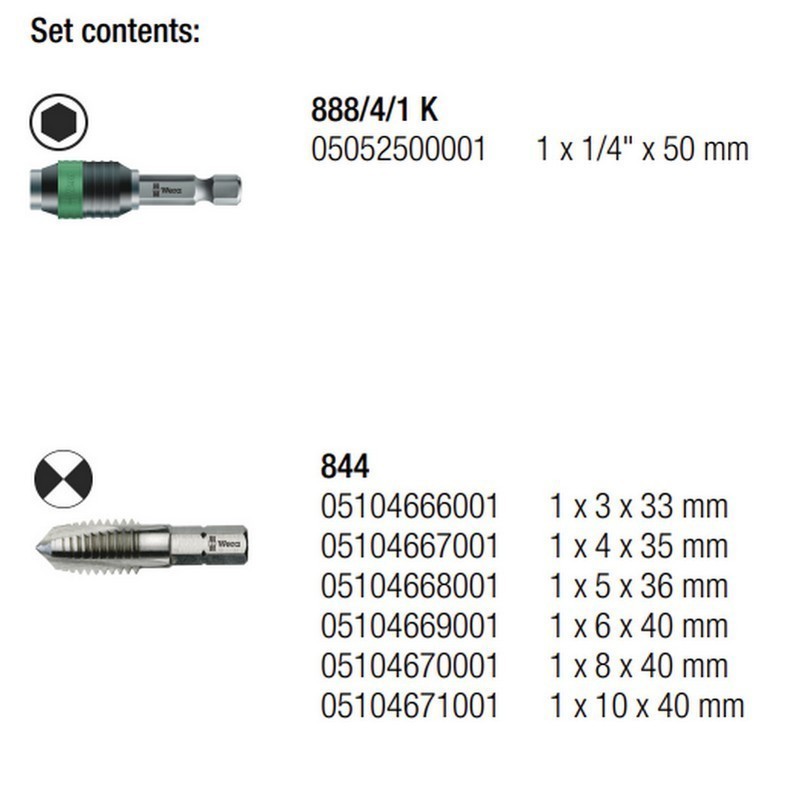 Wera 844/7 Klavuz Açıcı Matkap Uç Seti 05104654001