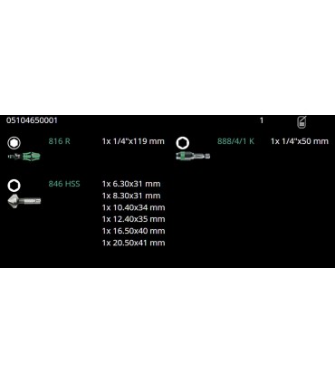 Wera 846/8 Üç Oluklu Havşa Matkap Uç Seti 8li 05104650001