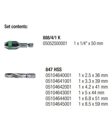 Wera 847/7 Klavuz Açıcı Uç Seti 7li 05104651001