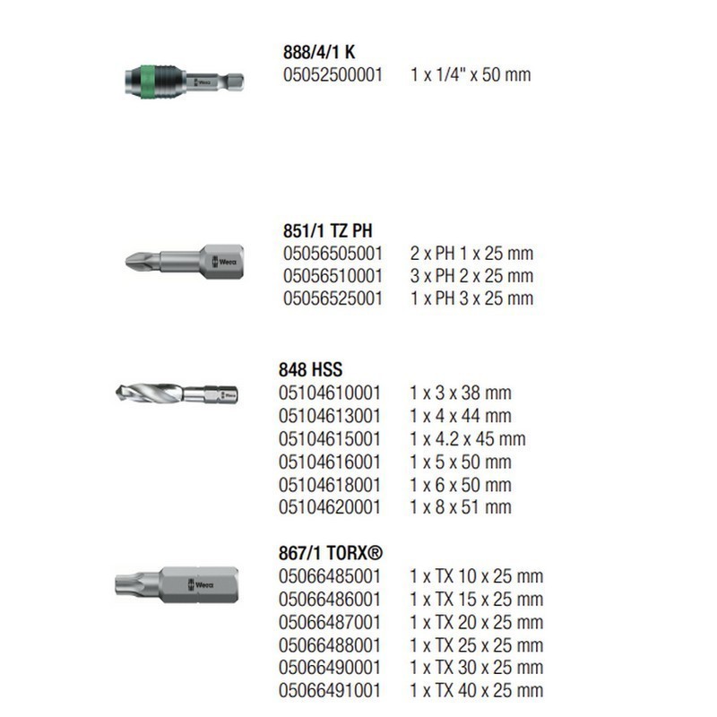 Wera 848 851 867 Metal Matkap Uç Seti 05104652001