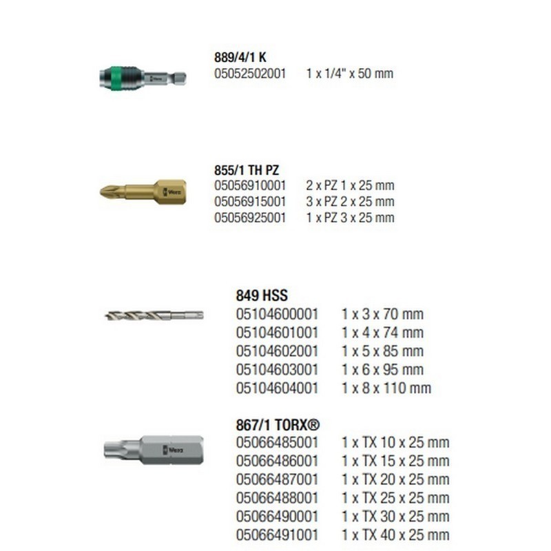 Wera 849 855 867 Ahşap Matkap Uç Seti 05104653001