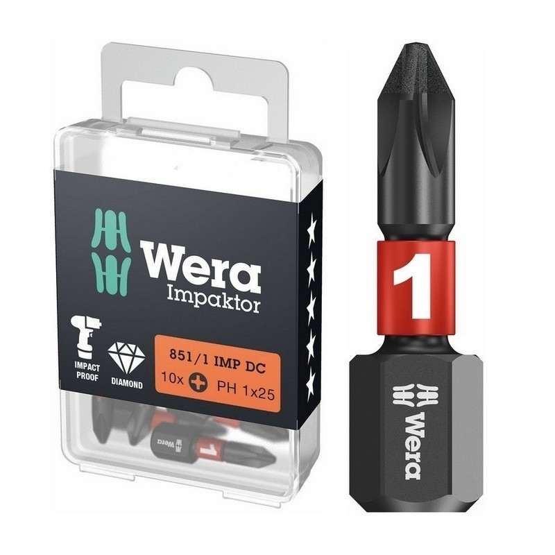 Wera 851/1 IMP DC Yıldız Bits Uç 25mm PH1 10 Adet 05057615001