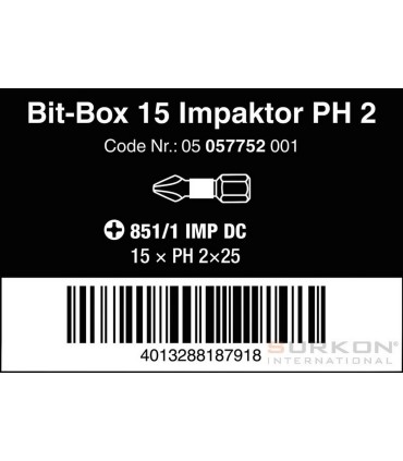 Wera 851/1 IMP DC Yıldız Bits Uç 25mm PH2 15 Adet 05057752001
