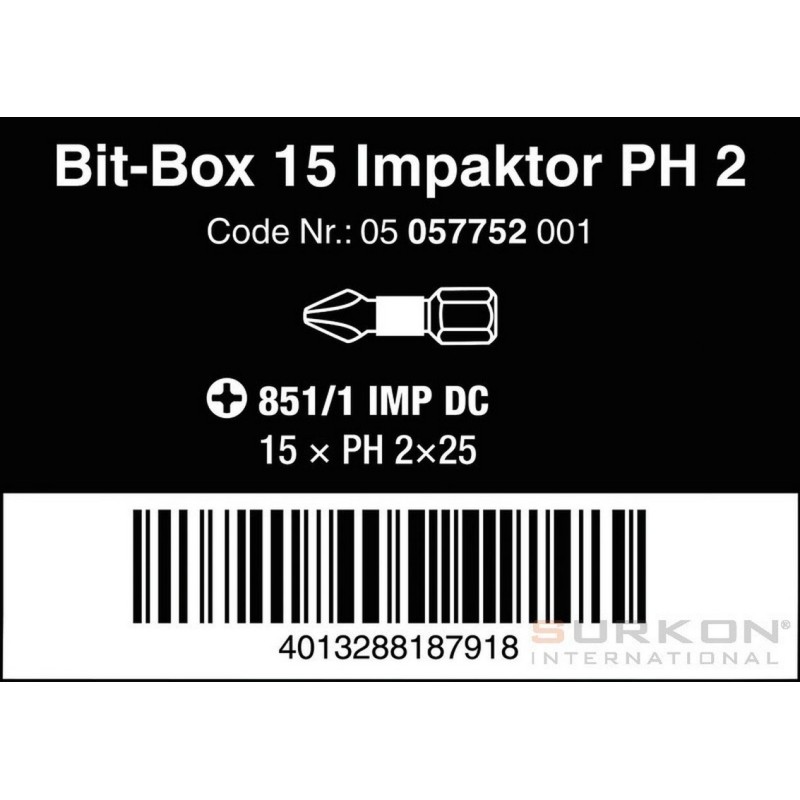 Wera 851/1 IMP DC Yıldız Bits Uç 25mm PH2 15 Adet 05057752001