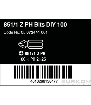 Wera 851/1 Z Yıldız Bits Uç 25mm PH2 100 Adet 05072441001