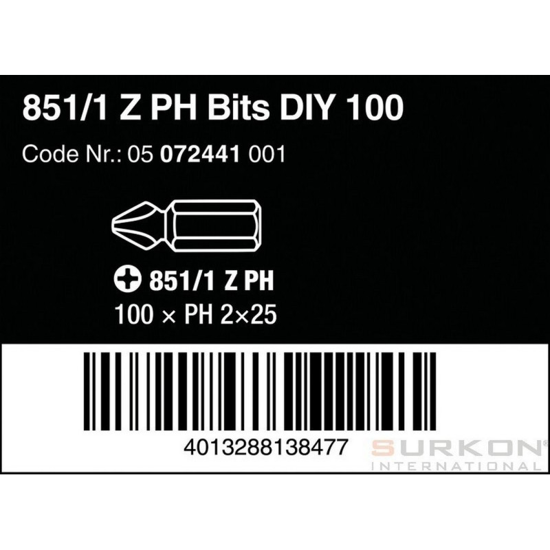 Wera 851/1 Z Yıldız Bits Uç 25mm PH2 100 Adet 05072441001