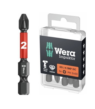 Wera 851/4 IMP DC Yıldız Bits Uç PH2x50mm  5 Adet 05057656001