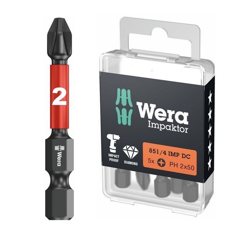 Wera 851/4 IMP DC Yıldız Bits Uç PH2x50mm  5 Adet 05057656001
