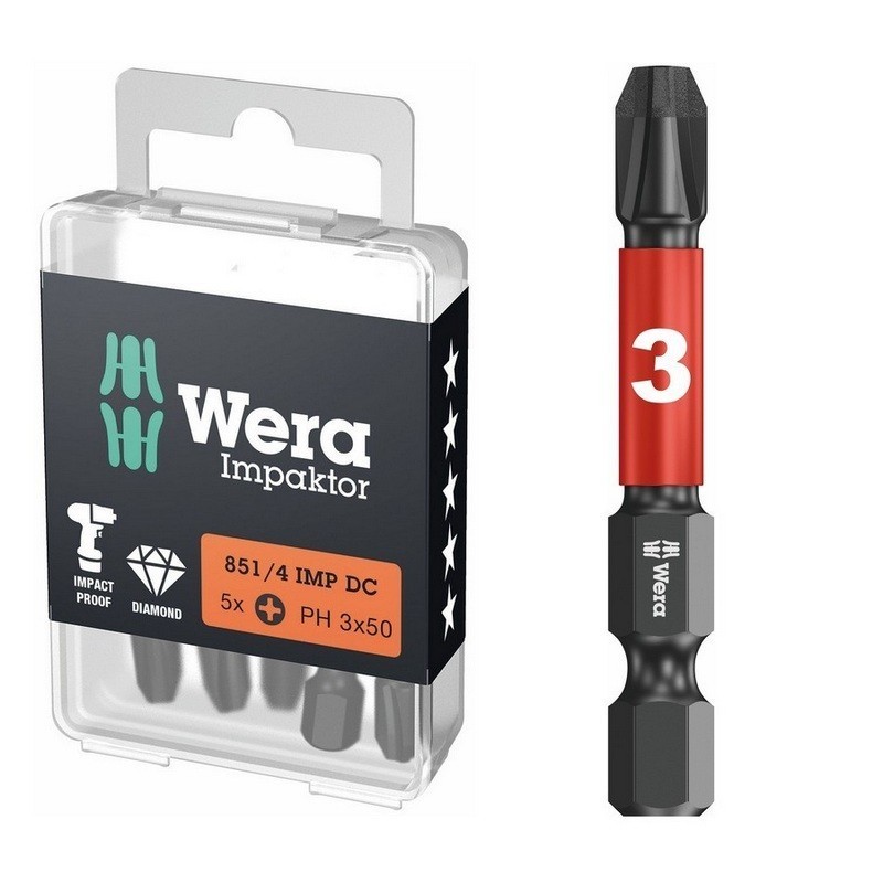 Wera 851/4 IMP DC Yıldız Bits Uç PH3x50mm 5 Adet 05057657001