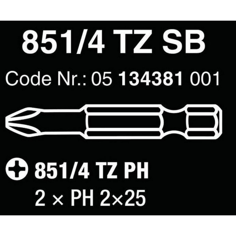 Wera 851/4 TZ Yıldız Bits Uç 2 x 50mm PH2 05134381001