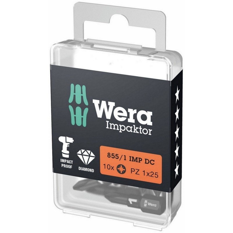 Wera 855/1 IMP DC Impaktor Pozidriv Bits Uç 25mm PZ1 10 Adet 05057620001