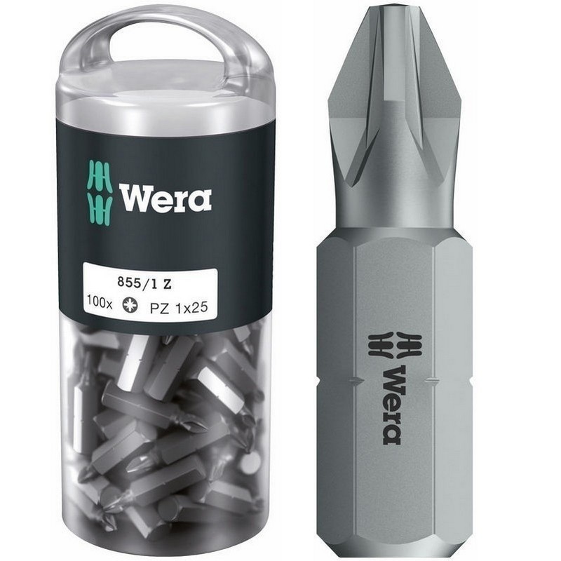 Wera 855/1 Z Pozidriv Bits Uç 25mm PZ1 100 Adet 05072443001
