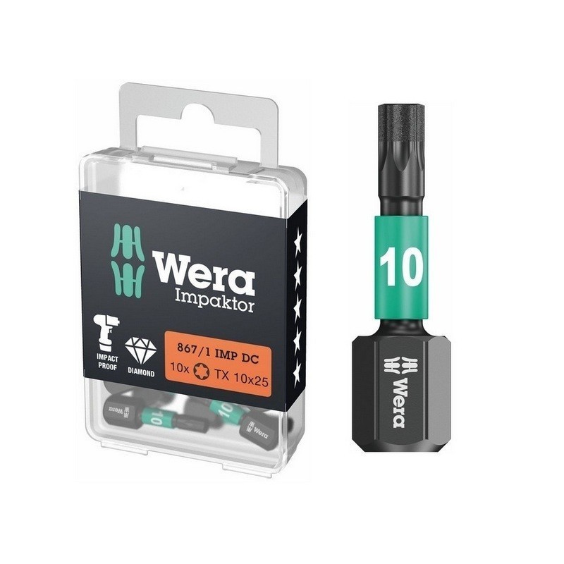 Wera 867/1 IMP DC Torx Bits Uç 25mm TX10 10 Adet 05057628001