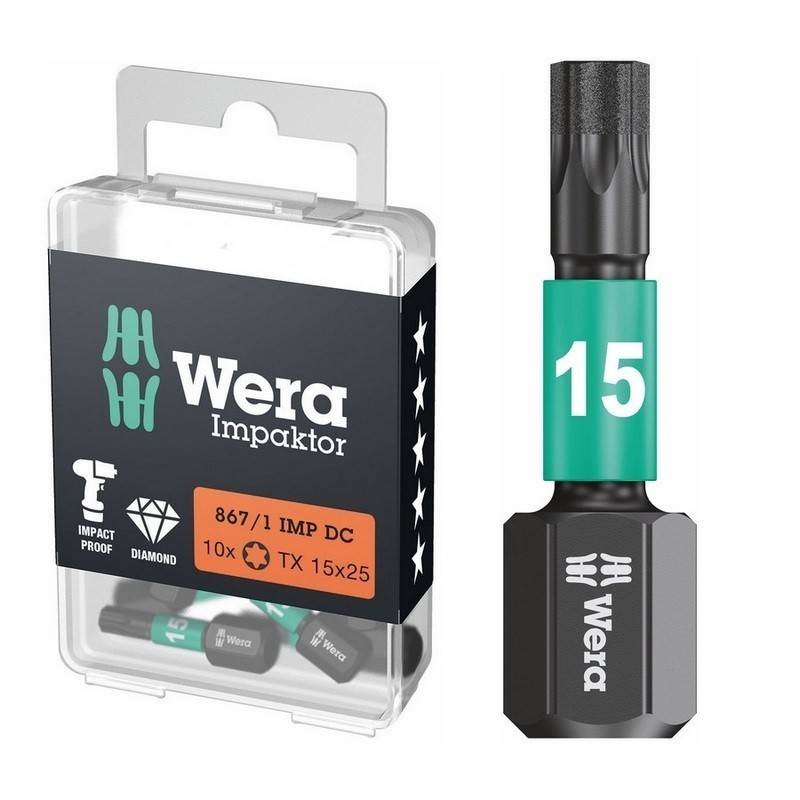 Wera 867/1 IMP DC Torx Bits Uç 25mm TX15 10 Adet 05057623001