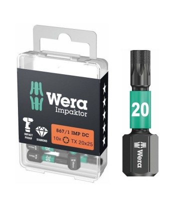 Wera 867/1 IMP DC Torx Bits Uç 25mm TX20 10 Adet 05057624001