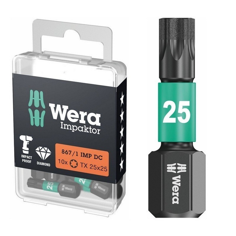 Wera 867/1 IMP DC Torx Bits Uç 25mm TX25 10 Adet 05057625001