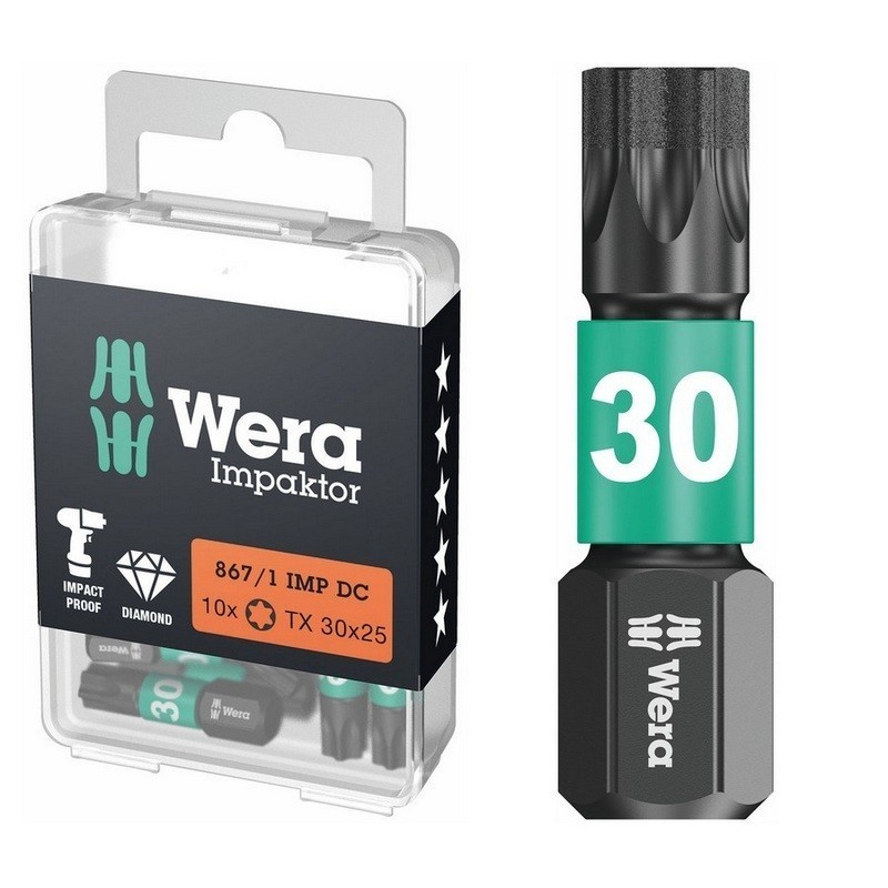 Wera 867/1 IMP DC Torx Bits Uç 25mm TX30 10 Adet 05057626001